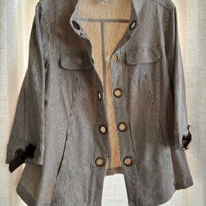 AMX Denim brown and cream striped jacket